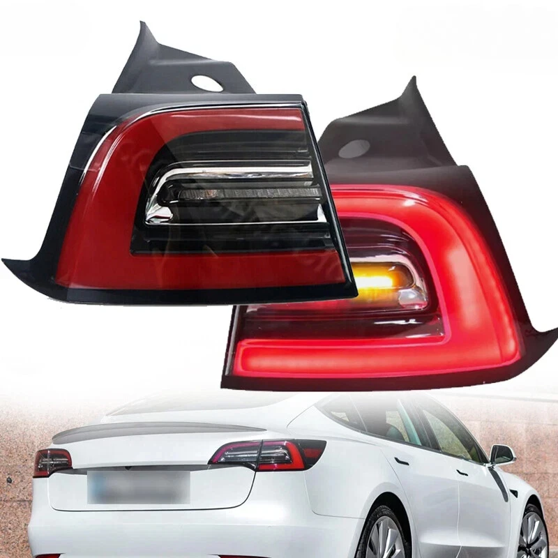 Фото Для Tesla Model 3 Model Y 2017-23 светодиодный задний стоп-сигнал, указатель поворота, задние фонари, противотуманные фары 1077399-00 1077398-00 №1