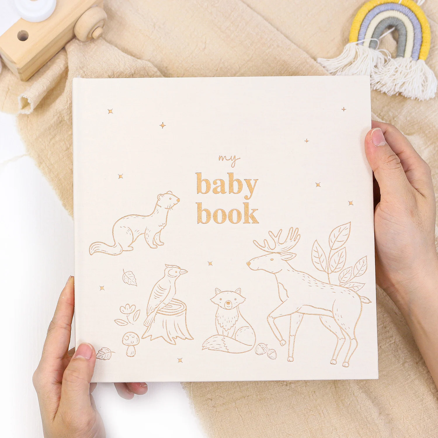Baby Memory Book Animal Inner Page Design Keepsake Record Growth First Year Milestone Journal Scrapbook Album for New Parents