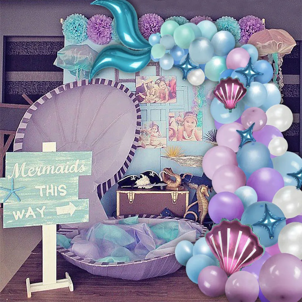 

Mermaid theme Shower party decoration Sea Party Mermaid Tail Balloon Globos birthday party little mermaid balloon Theme Set