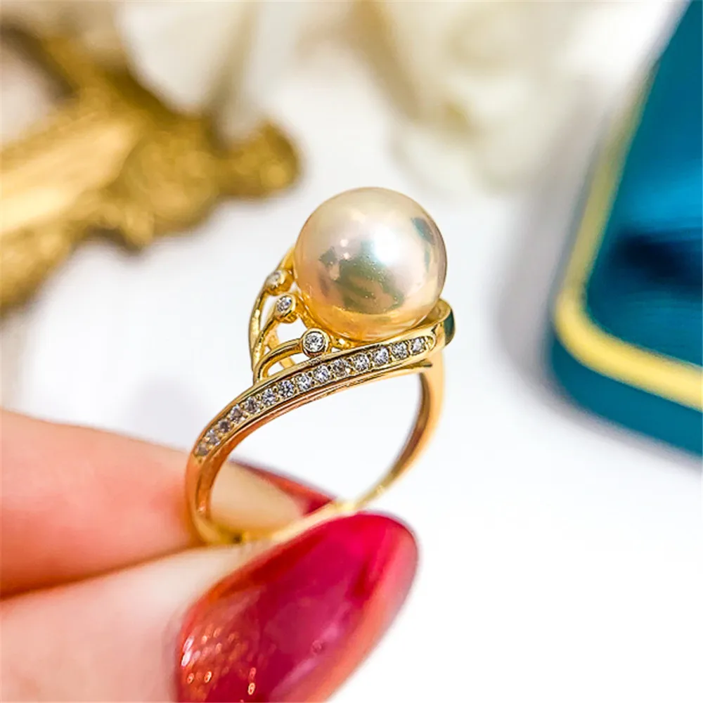 

DIY Pearl Ring Settings S925 Sterling Silver Accessories Fashionable Adjustable Holder Is Suitable For Mounting 8-11mm Beads