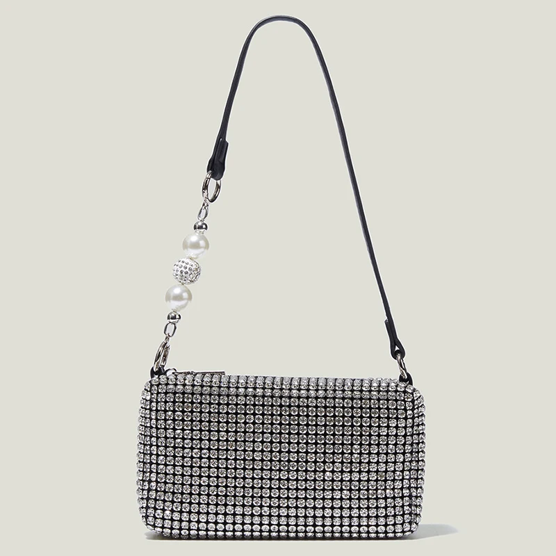 

King 2022 New Rhinestone Money Clutch Bling Full Diamond Underarm Evening Clutch Bag for Party Dinner Small Square Designer Bags