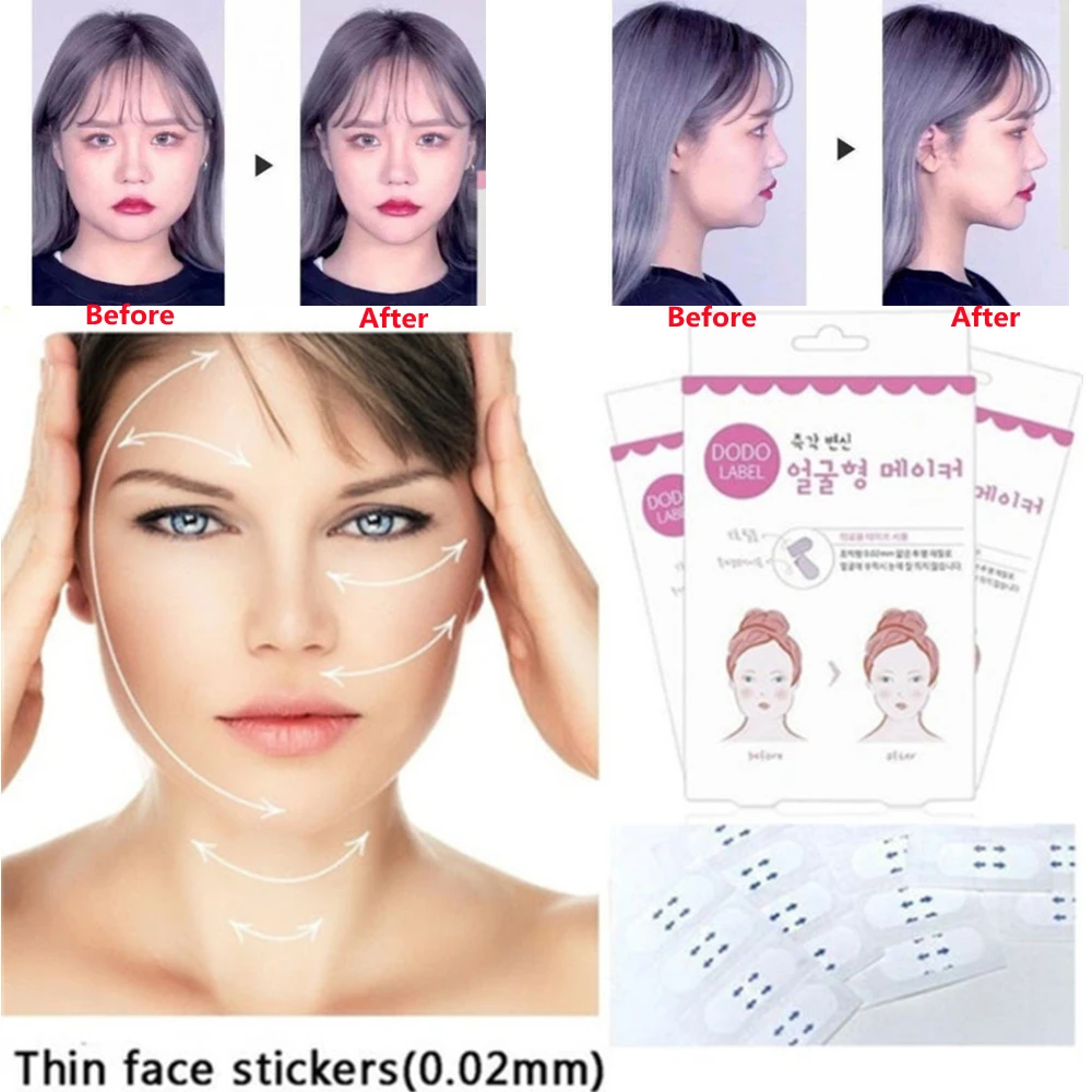 40Pcs/10Sheets/Pack Waterproof V Face Sticker Invisible Makeup Adhesive Lift Face Tape Breathable Sticker Lifting Tighten Chin