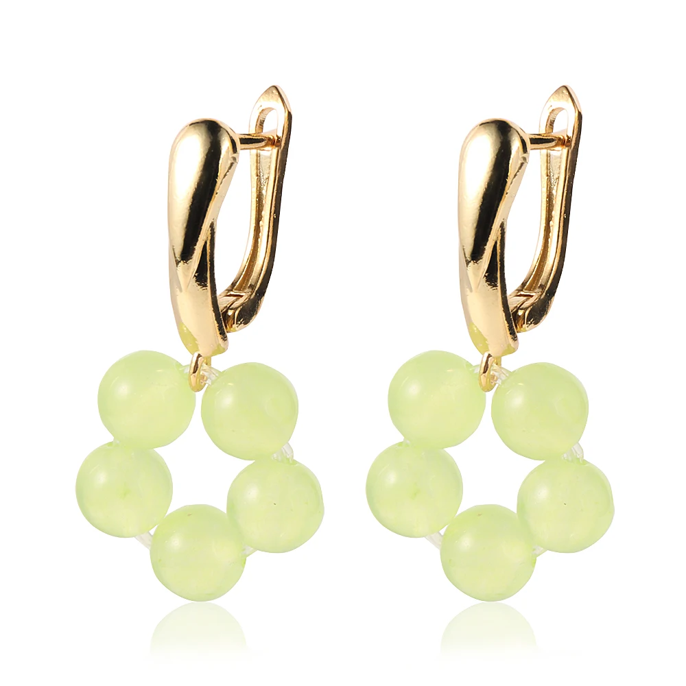 

Fashion Women Gemstone Drop Earring Opal Turquoise Crystal Flower Statement Funky Aesthetic 18K Gold Plated Huggie Hoop Earrings