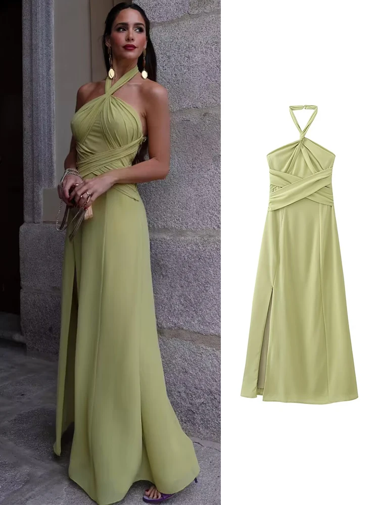

2023 Halter Dress Woman Sexy Backless Long Dress Women Summer Sleeveless Dresses for Women Fashion Evening Dress