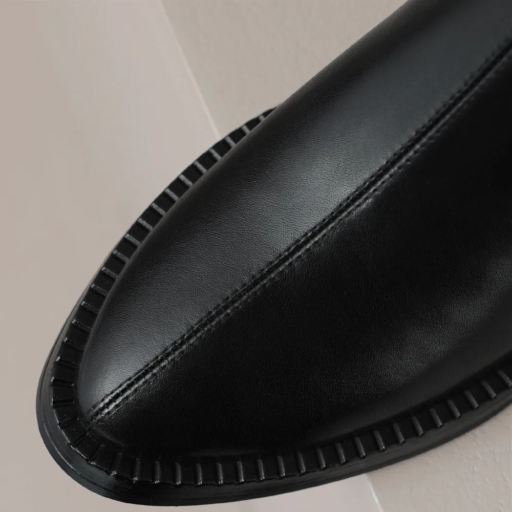 Женские сапоги из натуральной кожи с круглым носком на среднем каблуке 2023 см