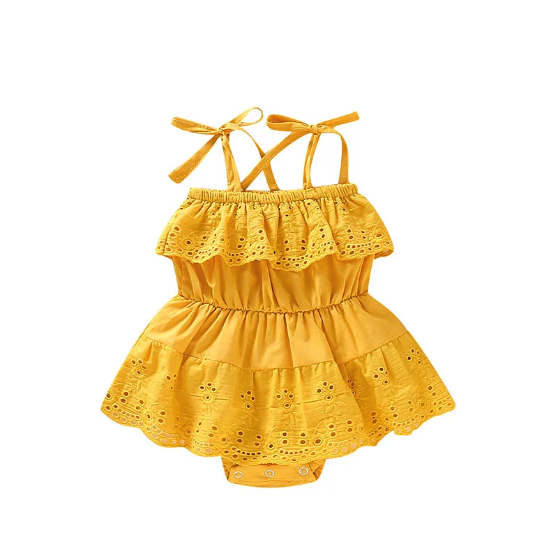 

Summer Newborn Baby Girl Suspenders Clothes Summer Lace Hollow Out Romper Cute Baby Outfits Infant Girl One piece Romper 0-18M