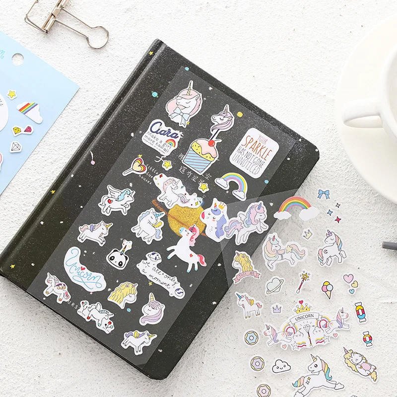 

3Sheets Korea Creative Unicorn Sticker Set Students Cute Cartoon Album Diary Phone Case Notebook DIY Decorative Stickers