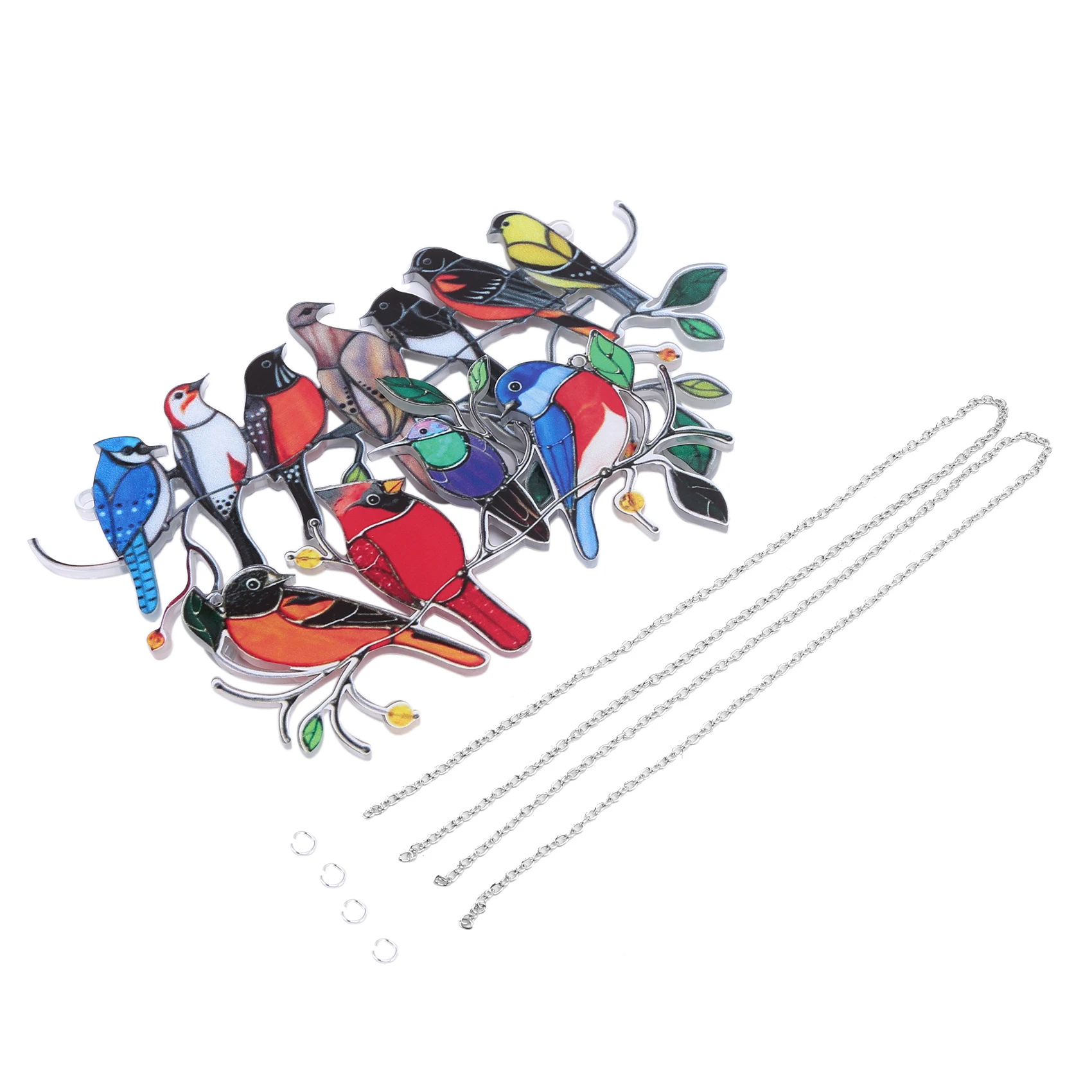 

2PCS Birds Stained Acrylic Window Hangings, Birds on Wire, Stained Acrylic Birds Window Hangings Panel, Suncatcher