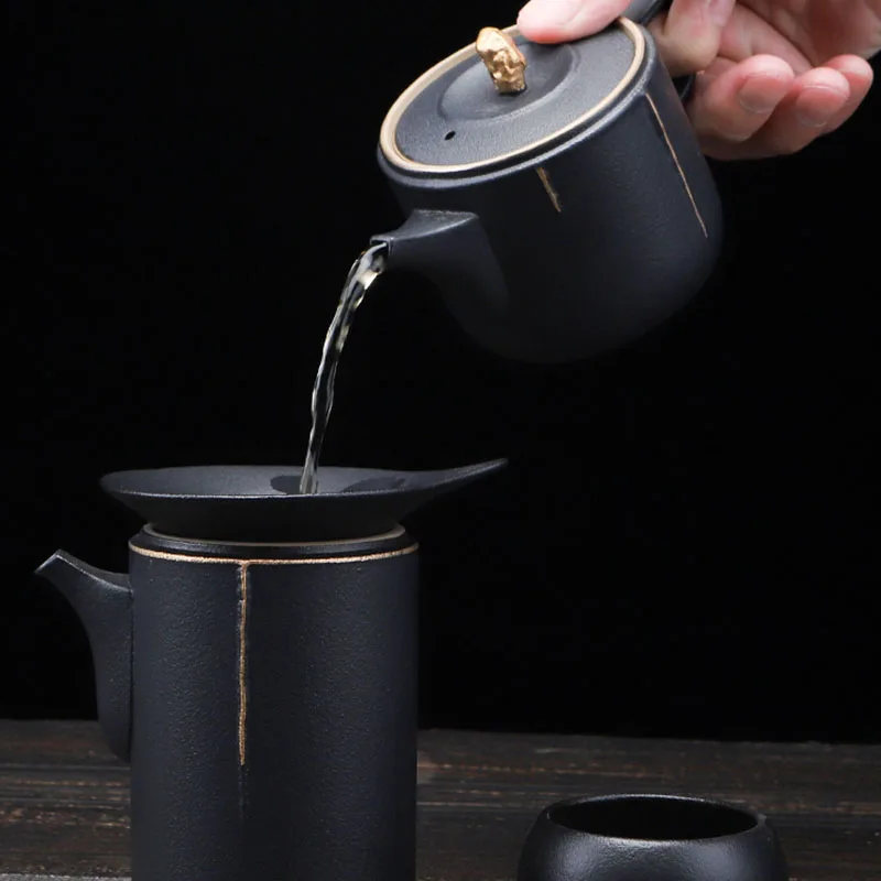 Черный современный чайный сервиз Kungfu инфузер традиционная китайская кружка
