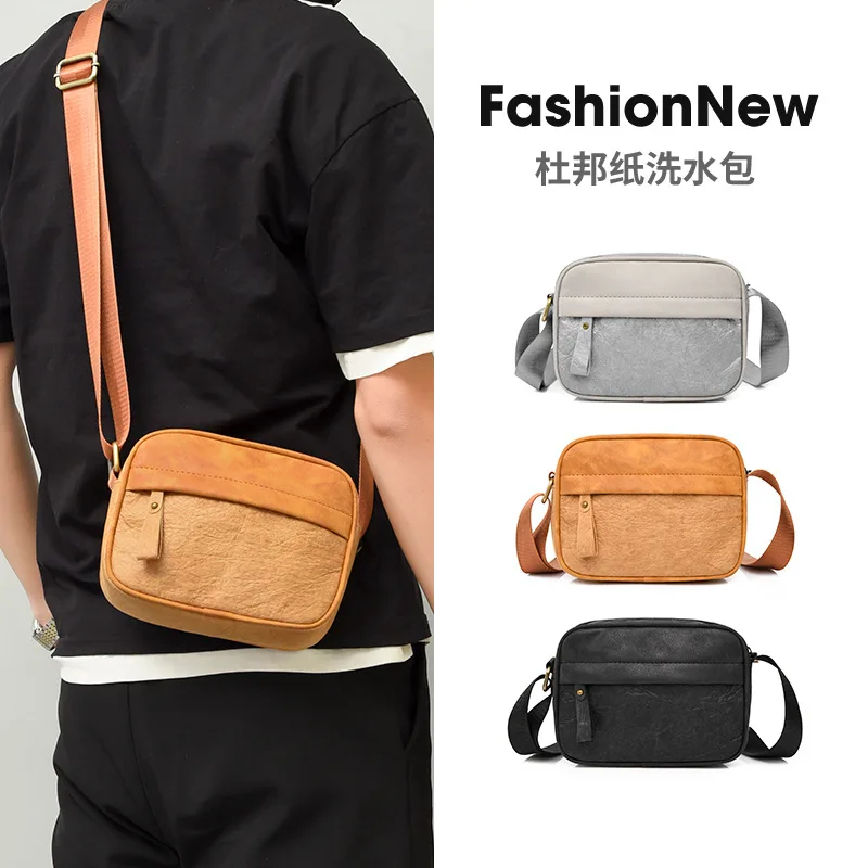 

Men Tyvek Paper Small Messenger Bag Eco Friendly Cell Phone Crossbody Purse Leather Tyvek Man Satchel Shoulder Bag