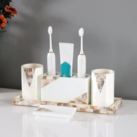 nordic bathroom products natural shell resin toothbrush holder mouthwash cup soap box tissue box bathroom decoration accessories