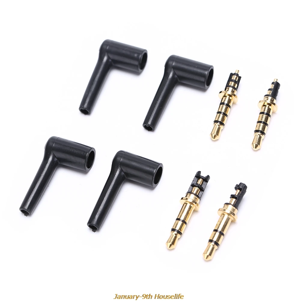 

2pcs/lot Black Audio Plugs 90 Degrees 3.5mm Stereo Headset Plug Jack 3 4 Pole 3.5 Gold Plated Jack Adaptor Connector