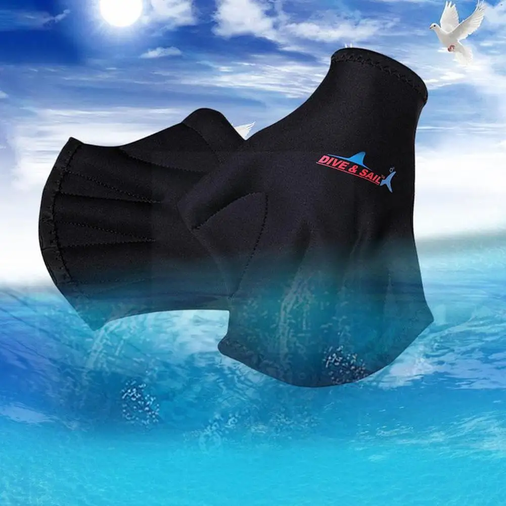 

1 Pair Swimming Diving Gloves 2mm Swimming Hand Webbed Protector Gloves Gloves Adult Training Children Equipment Swimming O9e8