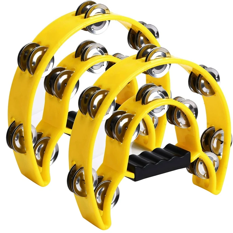 

Hot-Handheld Percussion Tambourines Double Row Tambourinehalf Moon Handheld Tambourine For KTV Party Family Gathering