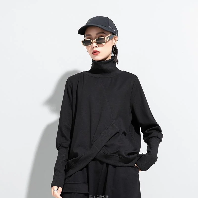 

Новая мода 2023 осень женская черная водолазка дизайнерские топы в европейском стиле Женская Повседневная фотоодежда в стиле панк