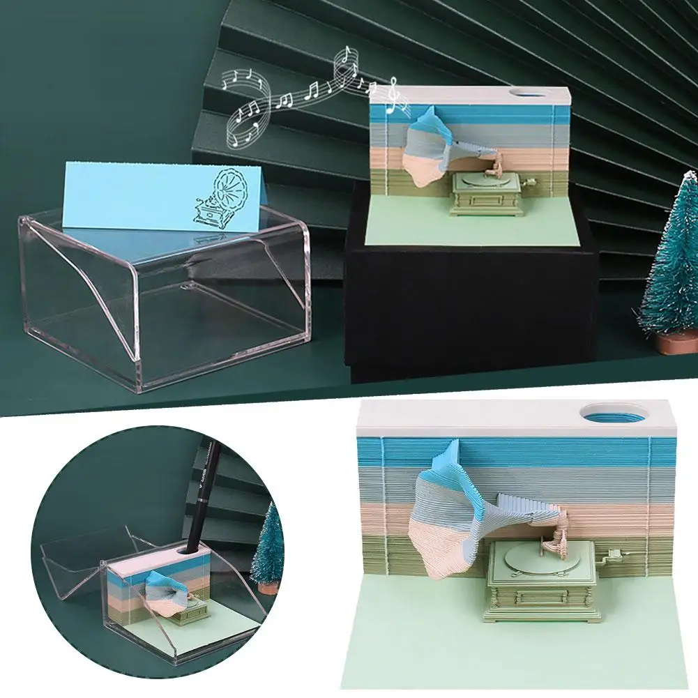 

Ретро-чувствительный фонограф 3d Трехмерная нота Европейская книга резьба и Бумага Креативный бумажный подарок Note American A9G4
