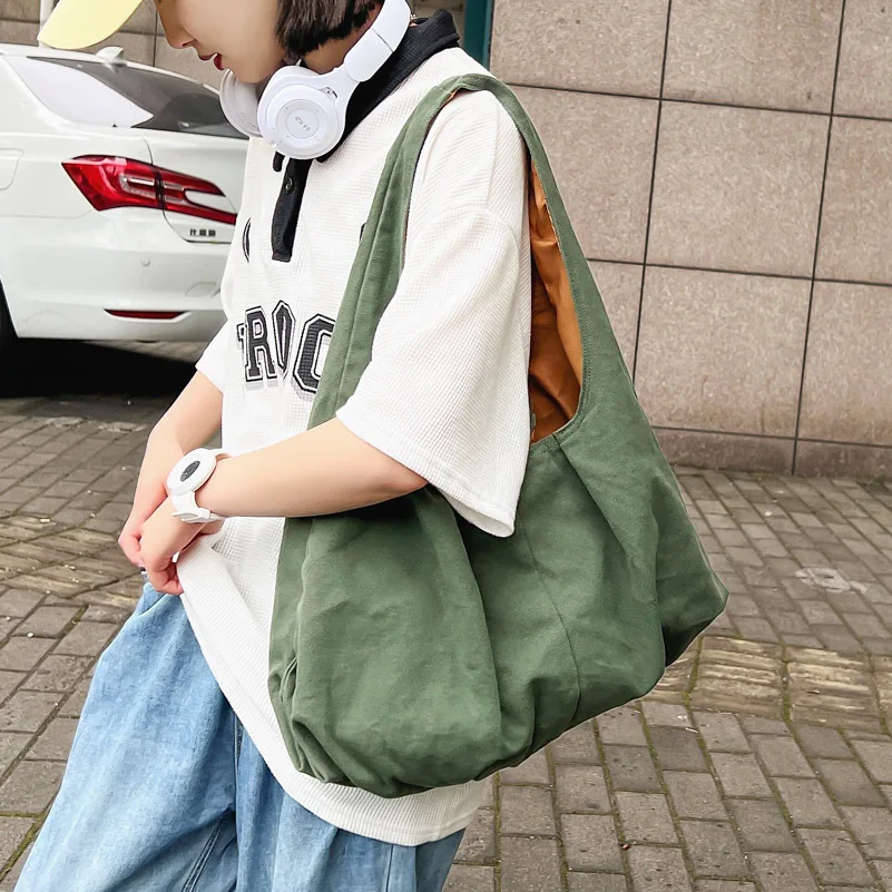 

Simple Mori Lazy Wind Commuter Canvas Women's Bag 2022 Summer Brand New Popular One-shoulder Large-capacity Bag
