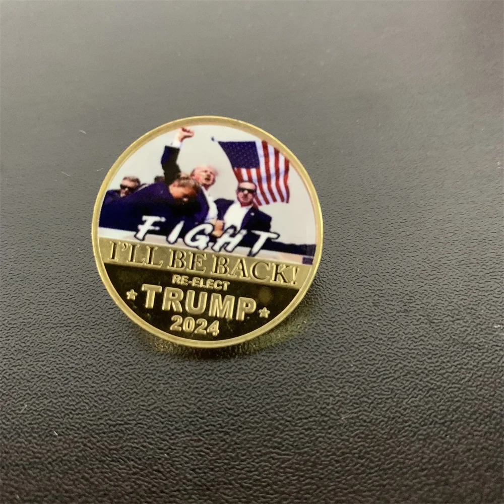 Золотые булавки с Дональдом Трампом 2024 золотые броши значок борьба стрельба я