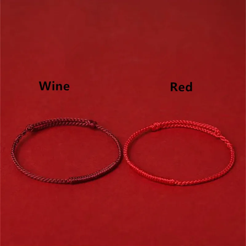 Фото Браслет ручной работы из красной веревки, сотканный вручную, Lucky Wine, не выцветающий размер веревки, регулируемый браслет, подарок для мужчин и женщин, украшения, аксессуары №5
