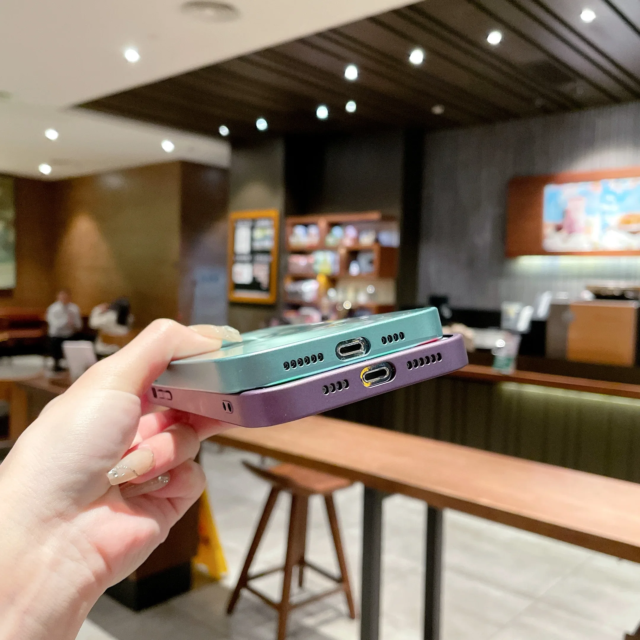 Чехол-бампер из ТПУ для iPhone 15 14 Plus 13 12 11 Pro Max пластиковая текстура Aurora CD задняя