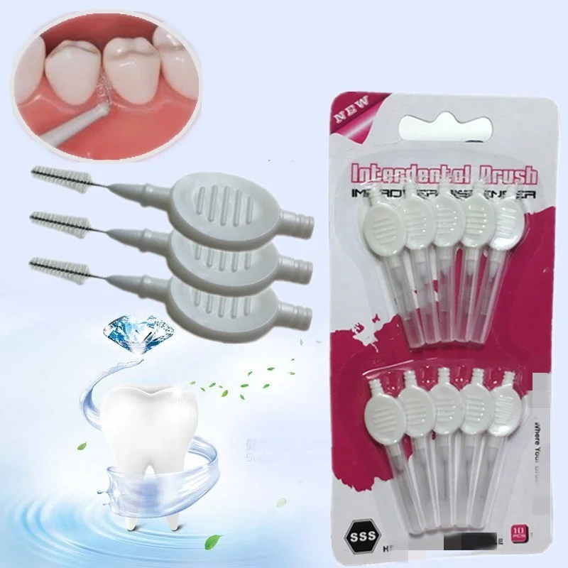 

Fashion New 10 Pcs/ Set Interdental Brush Broom Head Dental Floss Teeth Cleaning Hygiene Oral Care Dental Tools
