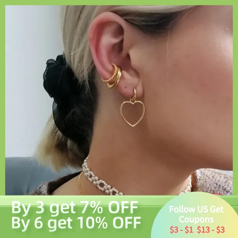 

LENNIK 925 Sterling Silver Fashion Big Love Heart Pendant Earrings Korean Geometric Hollow Hoops Earrings For Women Jewelry Gift