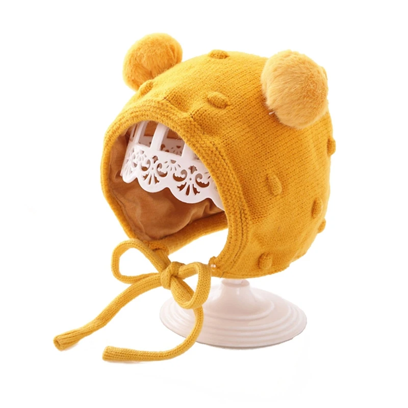 

Soft Knitted Baby Winter Warm Hat Cute Pompom Kids Bonnet Ear Protection Soft Thicken Infant Toddler Beanie