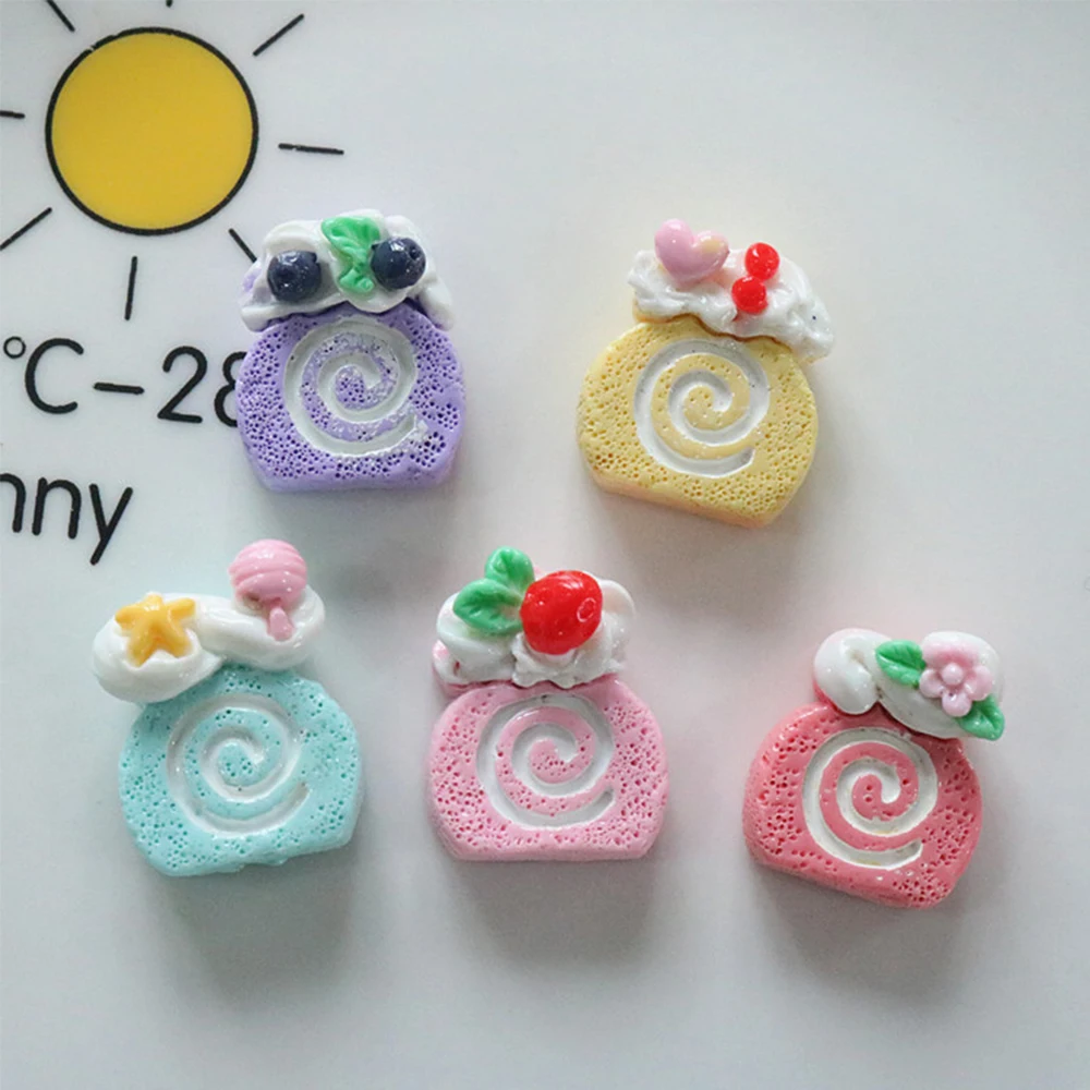 

10PCS 25x19mm Cake Roll Series Resin Flat Back Cabochons For Hairpin Scrapbooking DIY Jewelry Craft Decoration Accessories