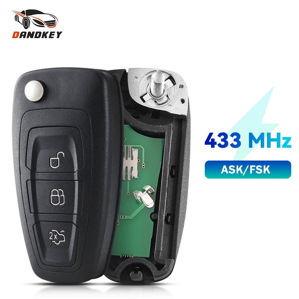 

Автомобильный ключ-раскладушка Dandkey, дистанционный ключ с 3 кнопками, 434 МГц FSK для Ford Mondeo Focus C-Max S-Max 2011 2012 2013 2014 Fob HU101, без чипа