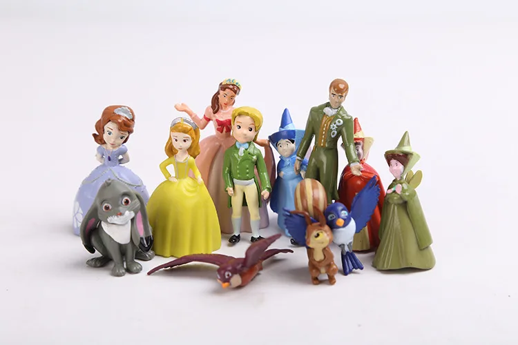 

12pcs/Lot Sofia the First Figures Princess Sophia Amber Cilo Prince James Queen Miranda Bird Clover Rabbit Animal Model Toys