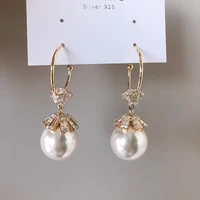new zirconia snowflake pearl earrings female temperament fashion c shaped earrings jewellery
