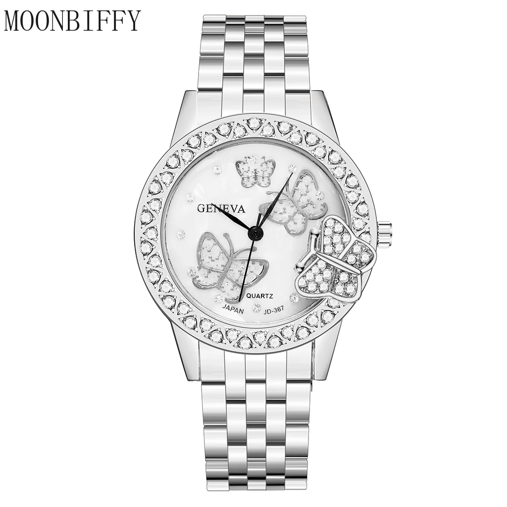 

Fashion Butterfly Diamond Women Watch Rose Gold Steel Strap Diamond Butterfly Bracelet Watches Quartz Rhinestone Wrist Watch