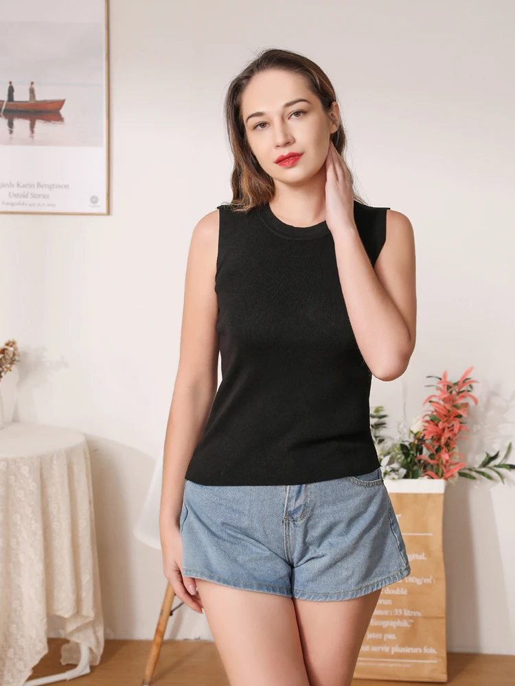 

Knitted Women Tank Top Underwear Sexy Padded V Neck Backless Crop Tops Camisole Female Sleeveless Solid Intimate Lingerie Tops