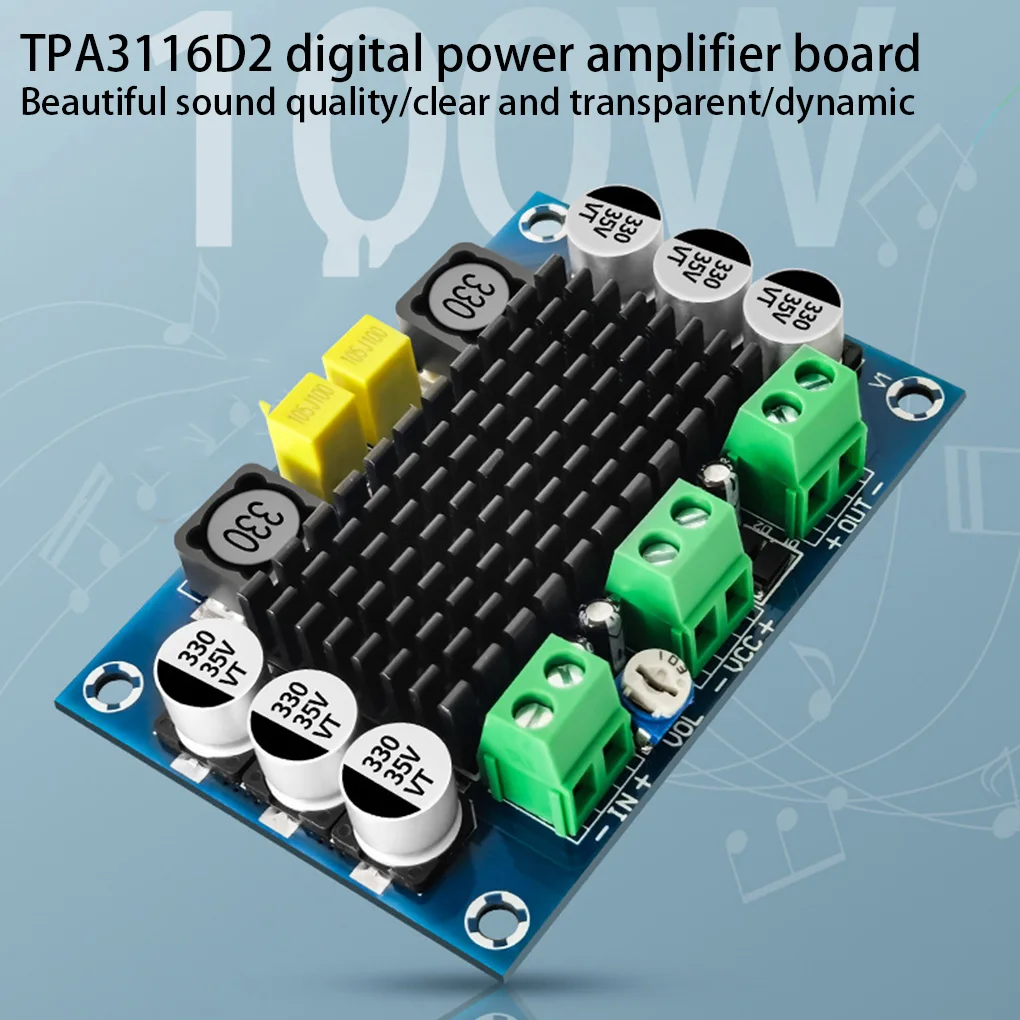 

Power Amplifier Board Noise Reduction DC 10-24V Single Channel Volume Adjustable Amp Module Spare Parts TPA3116 Chip