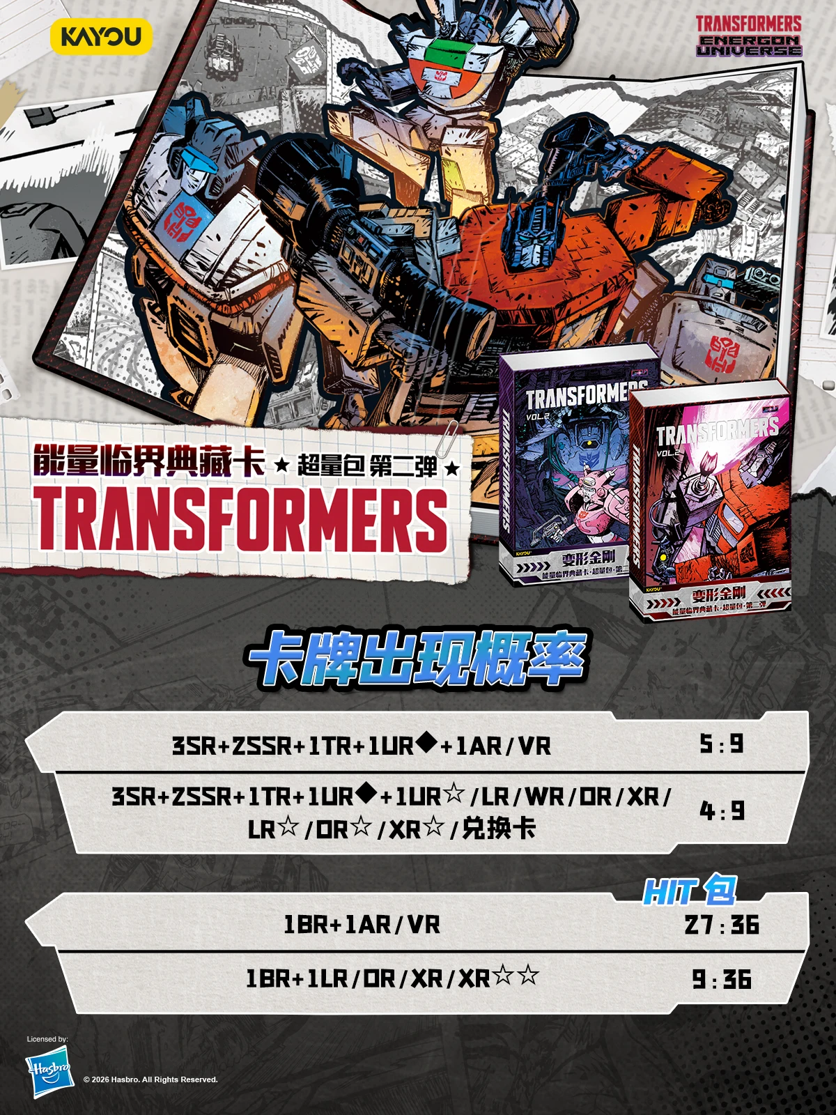 Фото Оригинальный набор KAYOU Transformers Vol.2 Energy Boundary Super Booster Pack: Классические коллекционные карточки-игрушки с редкими фольгированными элементами по мотивам аниме-меха. №2