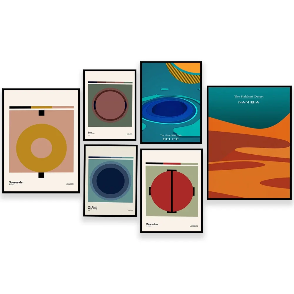 Great Blue Hole Belize Caribbean Sea Kalahari Desert Mauna Loa Mount Etna Rainbow Mountain Travel Poster in Cusco Peru