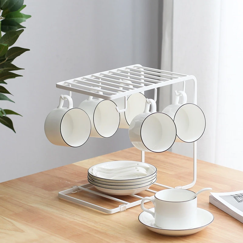 

Multiple Hooks Art Coffee Cup Rack Glass Tea Organizer Marc Holder Kitchen Storage Organization