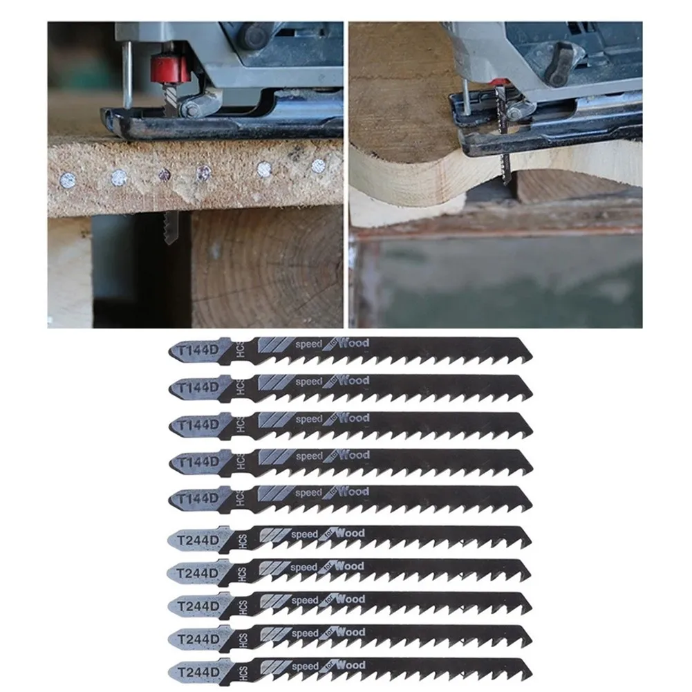 

10Pcs HCS JigSaw Blades Set T144D/T244D High Speed Jig Saw Blade For Wood Metal Board Plastic Cutting Saw Blade Power Tool