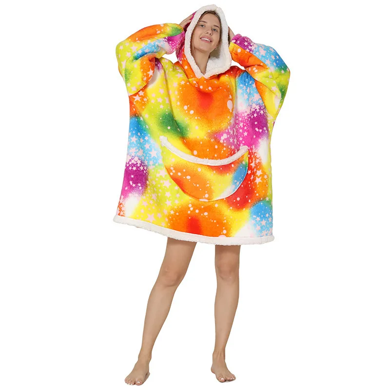 

Nightgown Home Clothing Hoodies Sweatshirt Women Winter Hoodies Fleece Giant TV Blanket with Sleeves Pullover