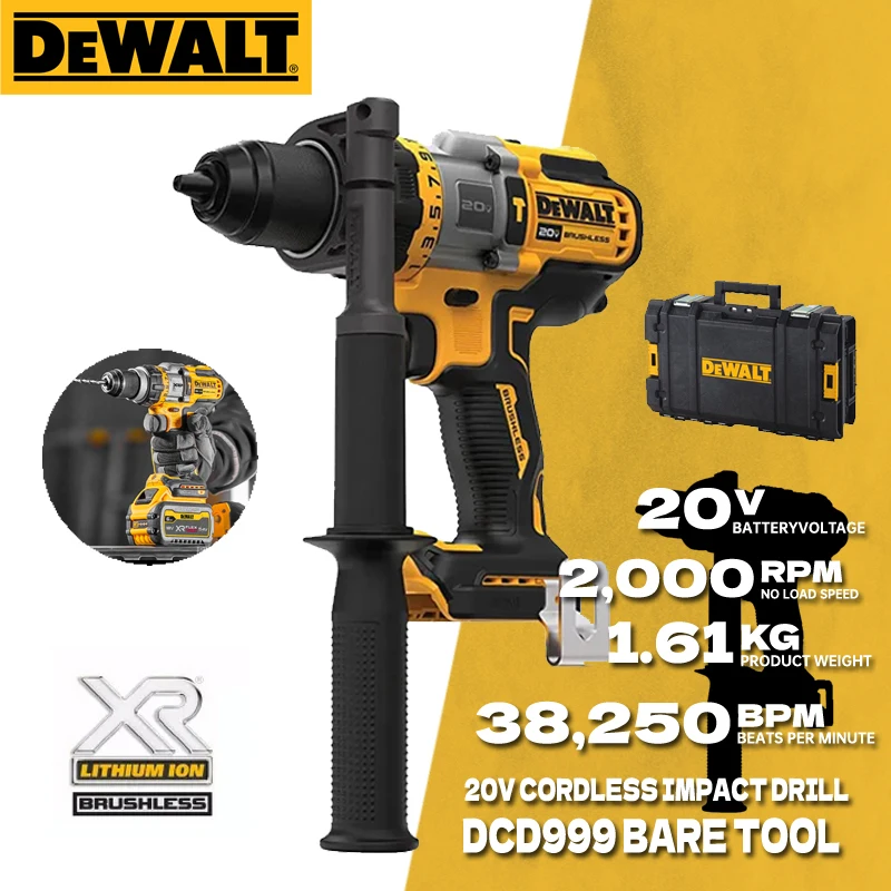 DEWALT Brushless Cordless Hammer Drill/Driver DCD999 20V Flexvolt Advantage Ice Electric Impact Drill Dewalt Power Tools DCD999B