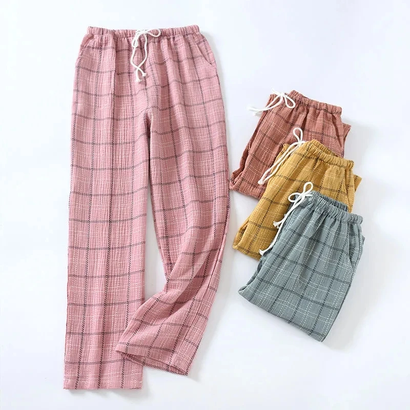 

Cotton Plaid Pajama Sleeping Pants for Spring Loose Men Women Home Pants Sleep Bottoms Casual Loose Pyjama