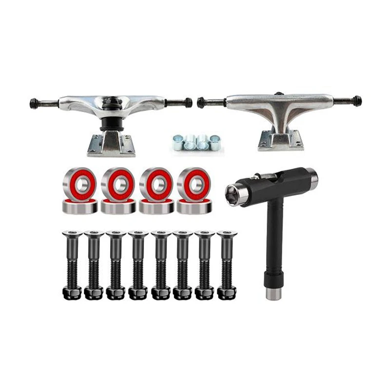 

Skateboard Trucks, Skateboard Bearings & Wheel Hardware Set with Polished Skateboard Screws 1inch and Practical Wrench