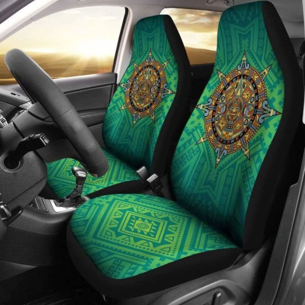 

Чехлы для автомобильных сидений с мексиканским ацтекским узором 01, комплект из 2 универсальных защитных чехлов для передних сидений
