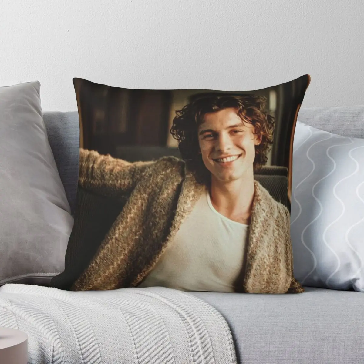 

Smile Mendes Cover Square Pillowcase Polyester Linen Velvet Pattern Zip Decor Pillow Case Sofa Seater Cushion Cover