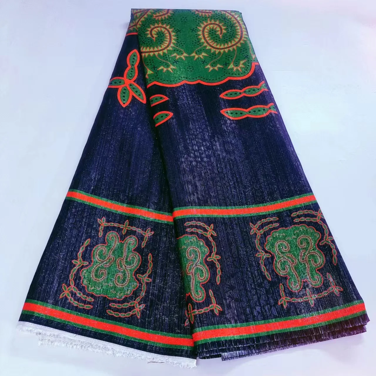 Африканский восковой стиль Kente жаккардовая парчовая кружевная ткань Высокое