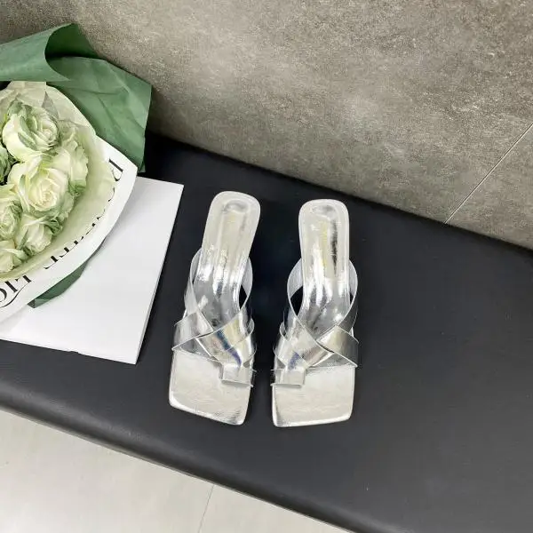 

Шлепанцы женские на высоком каблуке, повседневные сандалии, резиновая обувь, квадратный носок, Роскошные тонкие, в римском стиле, гавайская модель 2023