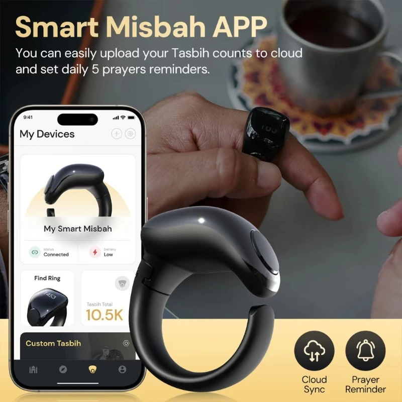 Кольца Tasbeeh Counter APP Поддержка водонепроницаемого 4-значного счетчика пальцев