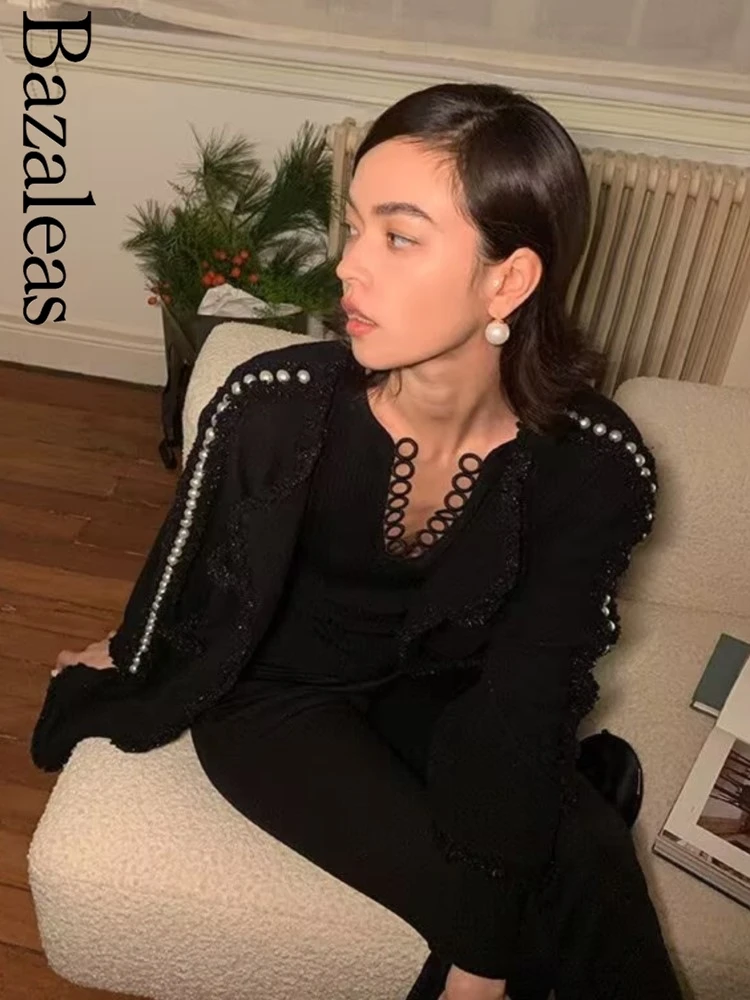 2024 женские черные вязаные топы повседневная вязаная футболка женская уличная