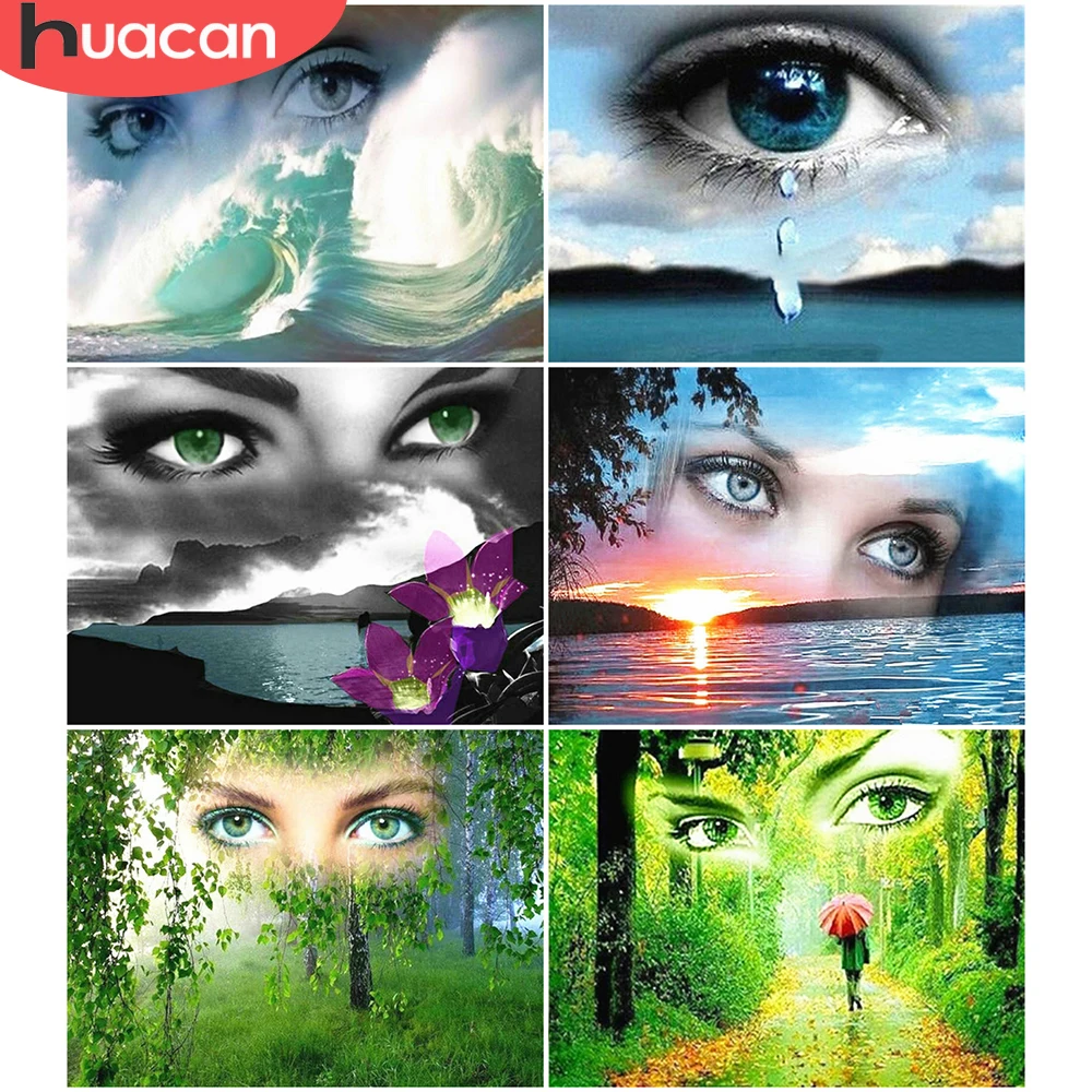 

Набор для алмазной вышивки Стразы HUACAN, картина с изображением портрета женщины, мозаика для украшения дома, наборы для вышивки крестиком