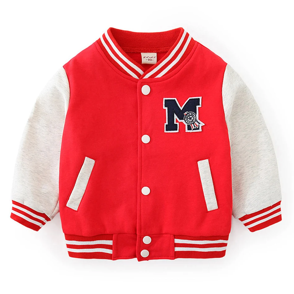 Kids Winter Jacket Button Casual Letter Baseball Uniform Coats Round Neck Cardigan Sportswear Autumn And Winter Child Clothes